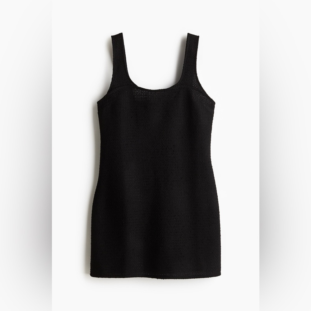 H&M Divided *NWT* Textured-Weave Black Sleeveless Mini Tank Dress Size XS